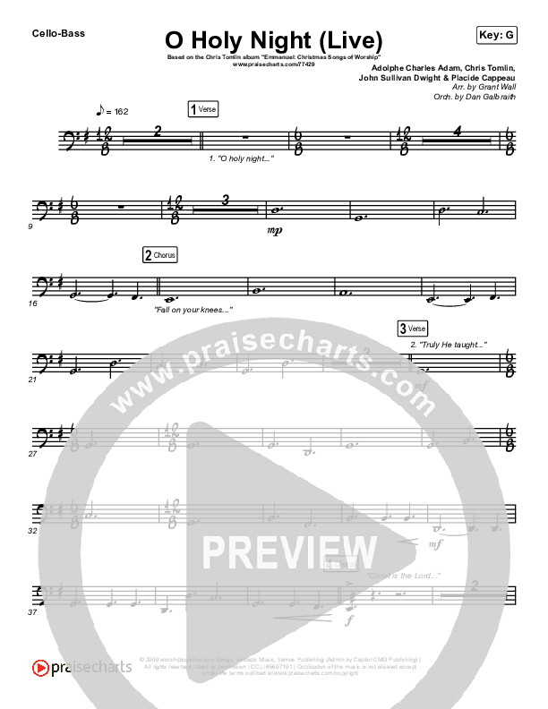 O Holy Night (Live) Cello/Bass (Chris Tomlin / CeCe Winans)
