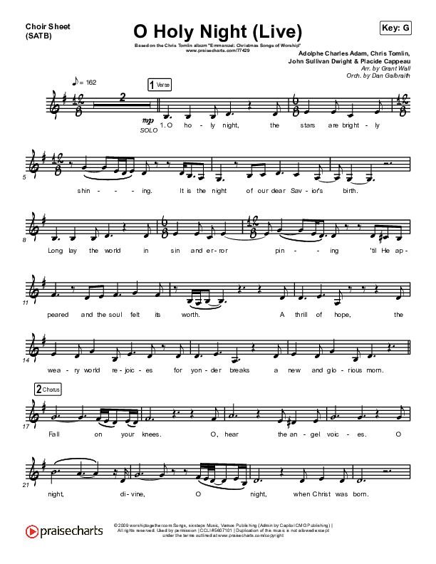 O Holy Night (Live) Choir Vocals (SATB) (Chris Tomlin / CeCe Winans)