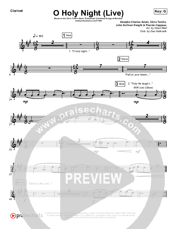 O Holy Night (Live) Clarinet (Chris Tomlin / CeCe Winans)