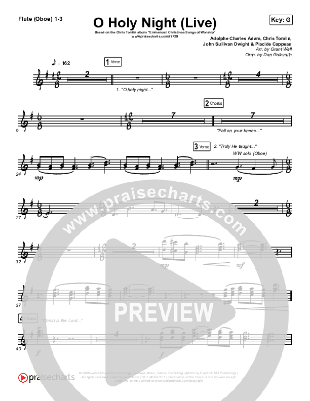 O Holy Night (Live) Flute/Oboe 1/2/3 (Chris Tomlin / CeCe Winans)