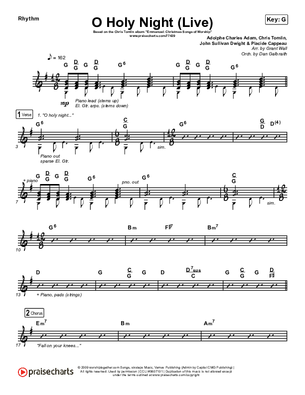 O Holy Night (Live) Rhythm Chart (Chris Tomlin / CeCe Winans)