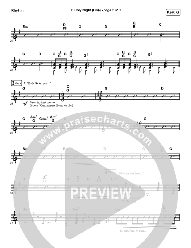 O Holy Night (Live) Rhythm Chart (Chris Tomlin / CeCe Winans)