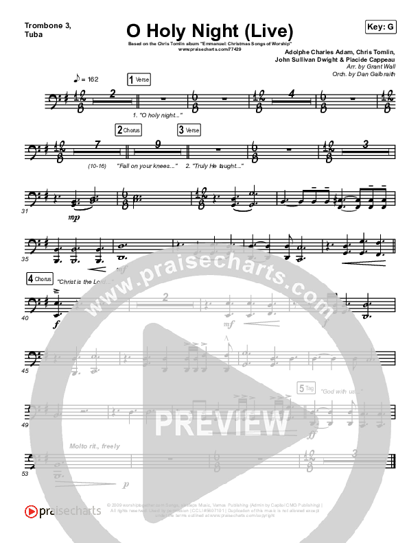 O Holy Night (Live) Trombone 3/Tuba (Chris Tomlin / CeCe Winans)