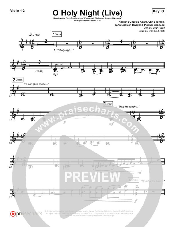 O Holy Night (Live) Violin 1/2 (Chris Tomlin / CeCe Winans)