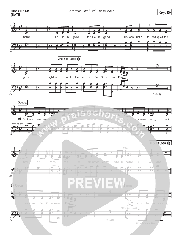Christmas Day (Live) Choir Sheet (SATB) (Chris Tomlin / We The Kingdom)