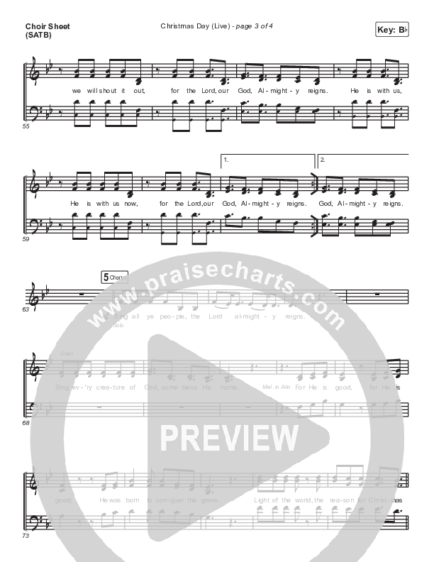 Christmas Day (Live) Choir Sheet (SATB) (Chris Tomlin / We The Kingdom)