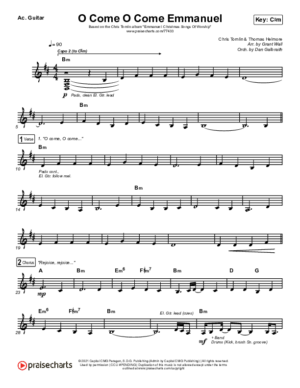 O Come O Come Emmanuel (Live) Acoustic Guitar (Chris Tomlin)
