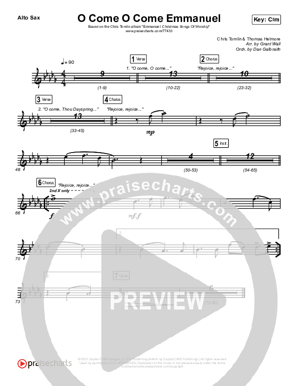 O Come O Come Emmanuel (Live) Alto Sax (Chris Tomlin)