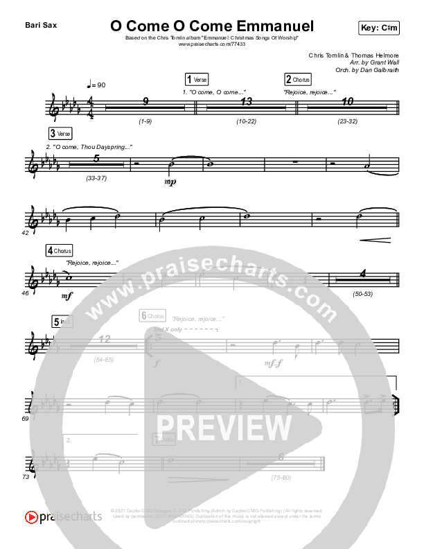 O Come O Come Emmanuel (Live) Bari Sax (Chris Tomlin)