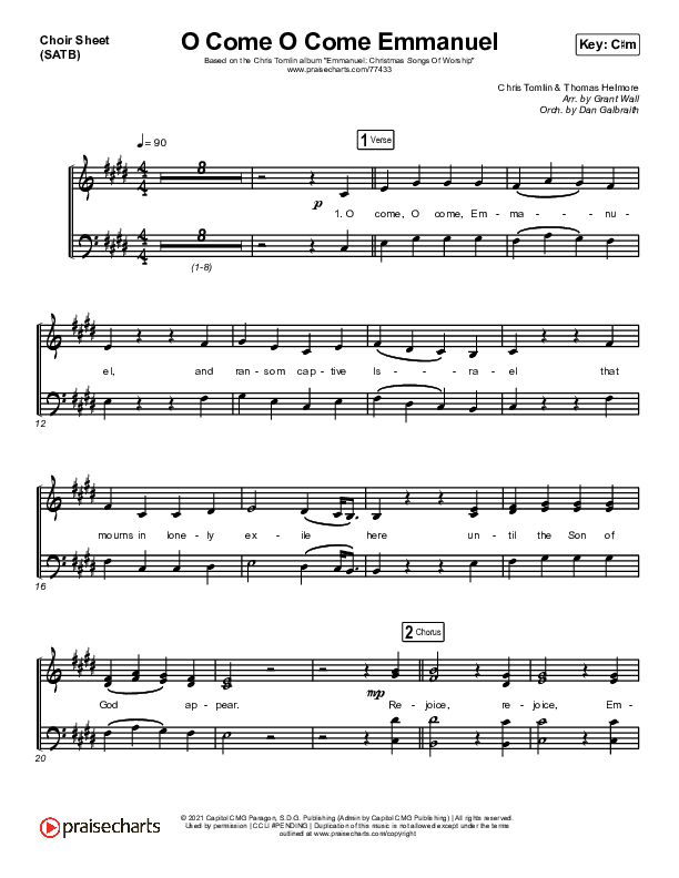 O Come O Come Emmanuel (Live) Choir Vocals (SATB) (Chris Tomlin)
