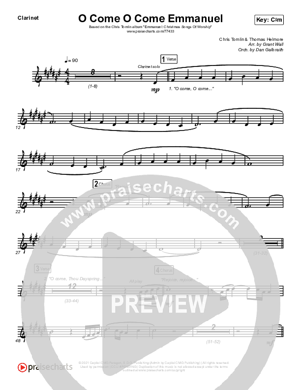 O Come O Come Emmanuel (Live) Clarinet (Chris Tomlin)