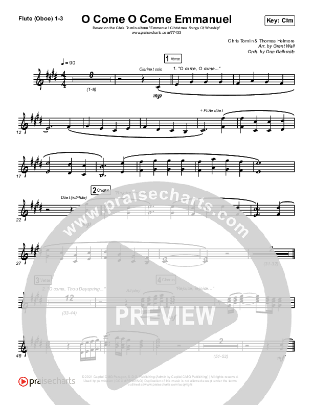 O Come O Come Emmanuel (Live) Flute/Oboe 1/2/3 (Chris Tomlin)