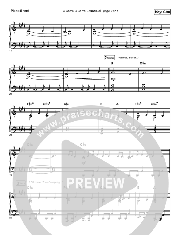 O Come O Come Emmanuel (Live) Piano Sheet (Chris Tomlin)