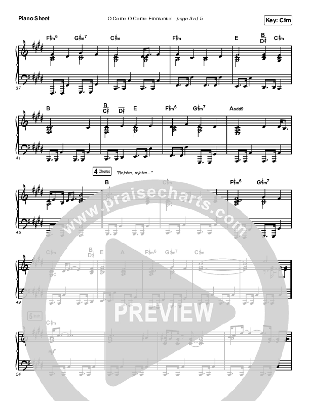 O Come O Come Emmanuel (Live) Piano Sheet (Chris Tomlin)