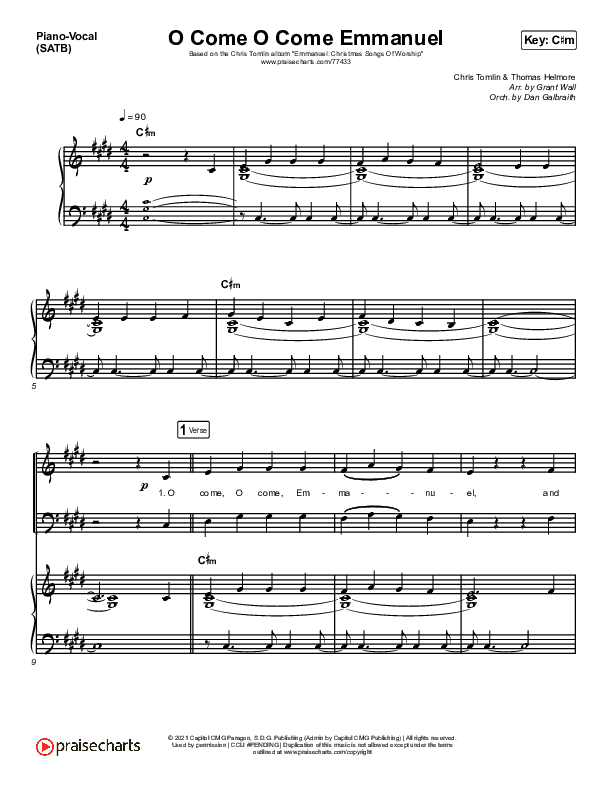 O Come O Come Emmanuel (Live) Piano/Vocal & Lead (Chris Tomlin)