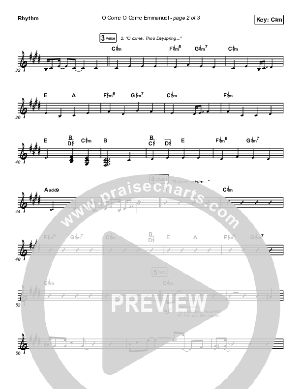 O Come O Come Emmanuel (Live) Rhythm Chart (Chris Tomlin)