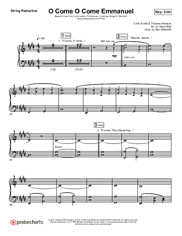 O Come O Come Emmanuel (Live) String Reduction (Chris Tomlin)