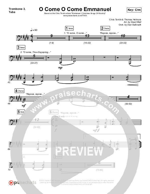 O Come O Come Emmanuel (Live) Trombone 3/Tuba (Chris Tomlin)