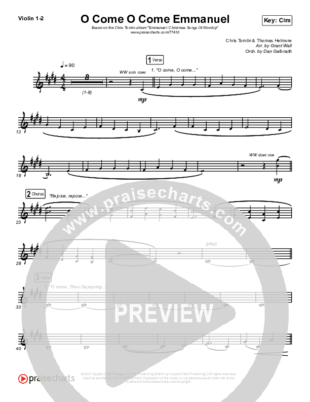 O Come O Come Emmanuel (Live) Violin 1/2 (Chris Tomlin)