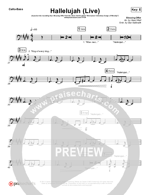 Hallelujah (Live) Cello/Bass (Chris Tomlin / Blessing Offor)