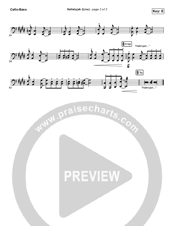 Hallelujah (Live) Cello/Bass (Chris Tomlin / Blessing Offor)