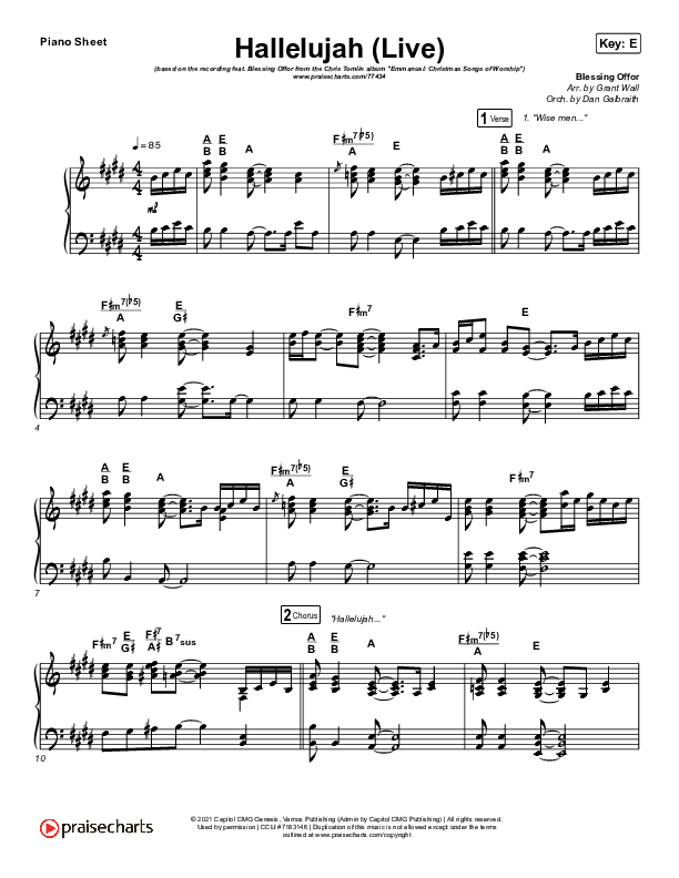 Hallelujah (Live) Piano Sheet (Chris Tomlin / Blessing Offor)