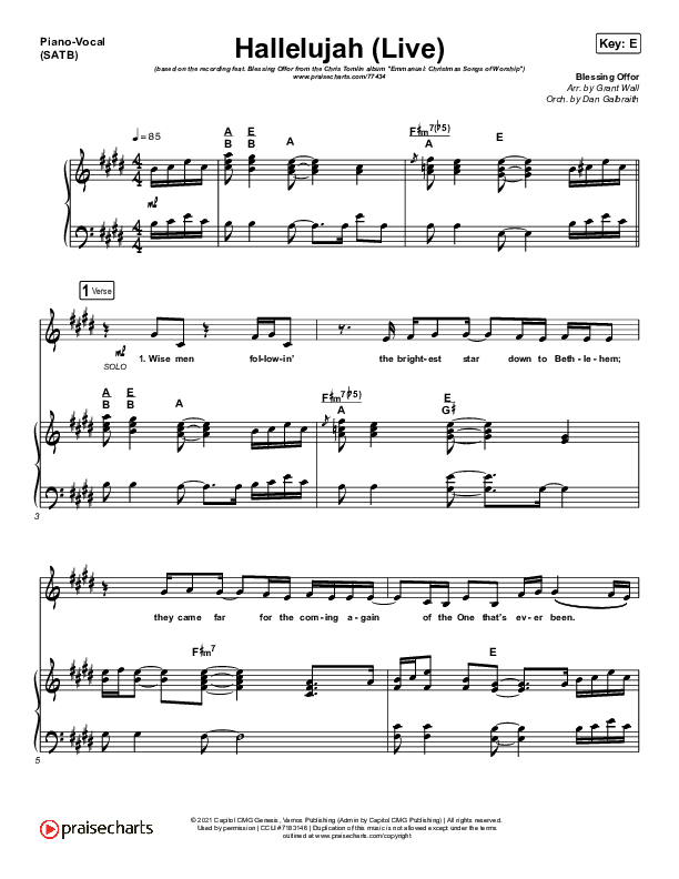 Hallelujah (Live) Piano/Vocal (SATB) (Chris Tomlin / Blessing Offor)