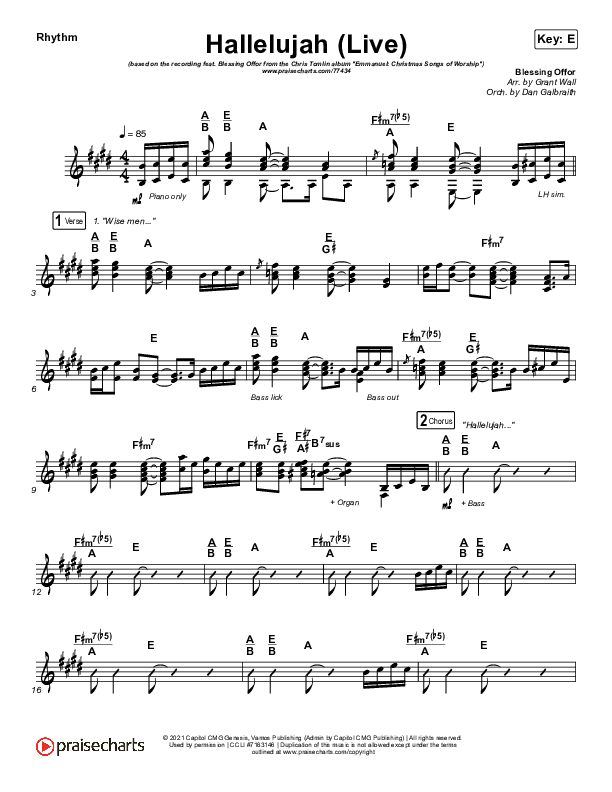 Hallelujah (Live) Rhythm Chart (Chris Tomlin / Blessing Offor)