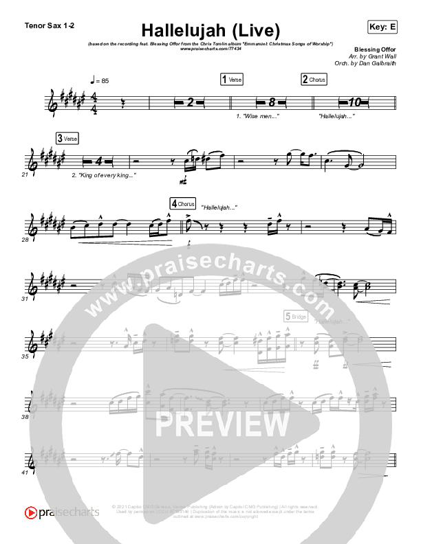 Hallelujah (Live) Tenor Sax 1/2 (Chris Tomlin / Blessing Offor)