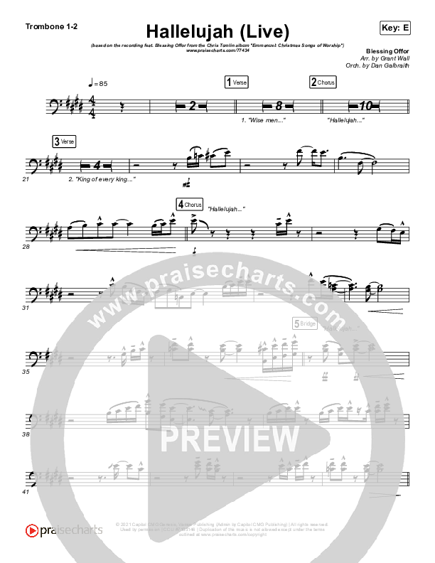 Hallelujah (Live) Trombone 1/2 (Chris Tomlin / Blessing Offor)