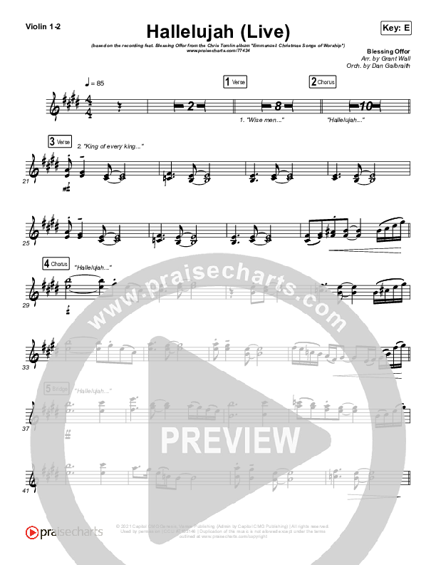 Hallelujah (Live) Violin 1/2 (Chris Tomlin / Blessing Offor)