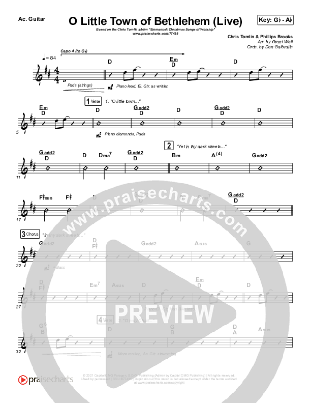 O Little Town Of Bethlehem (Live) Acoustic Guitar (Chris Tomlin)