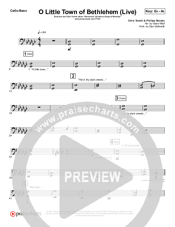 O Little Town Of Bethlehem (Live) Cello/Bass (Chris Tomlin)