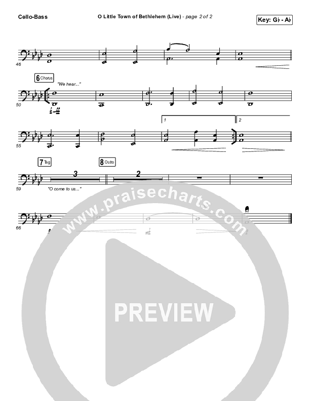 O Little Town Of Bethlehem (Live) Cello/Bass (Chris Tomlin)