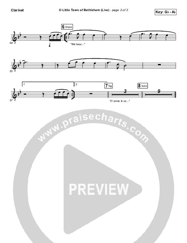 O Little Town Of Bethlehem (Live) Clarinet (Chris Tomlin)