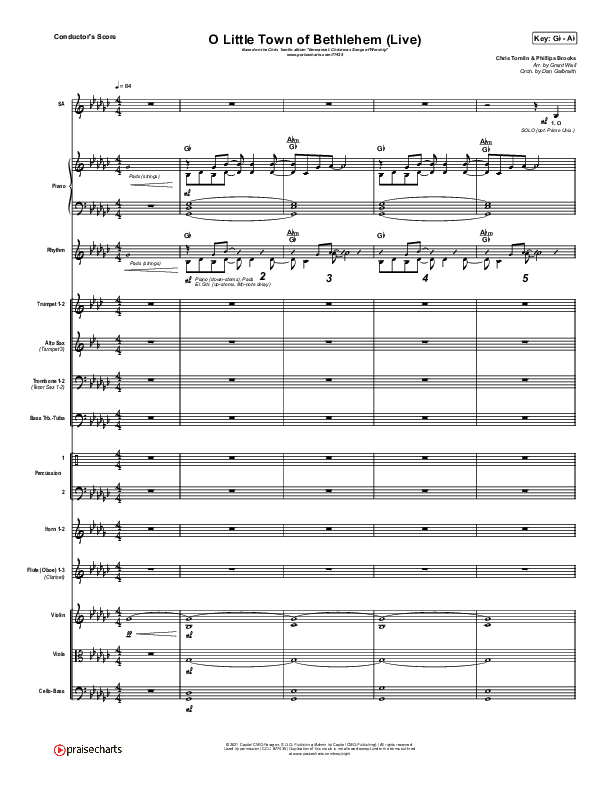 O Little Town Of Bethlehem (Live) Conductor's Score (Chris Tomlin)