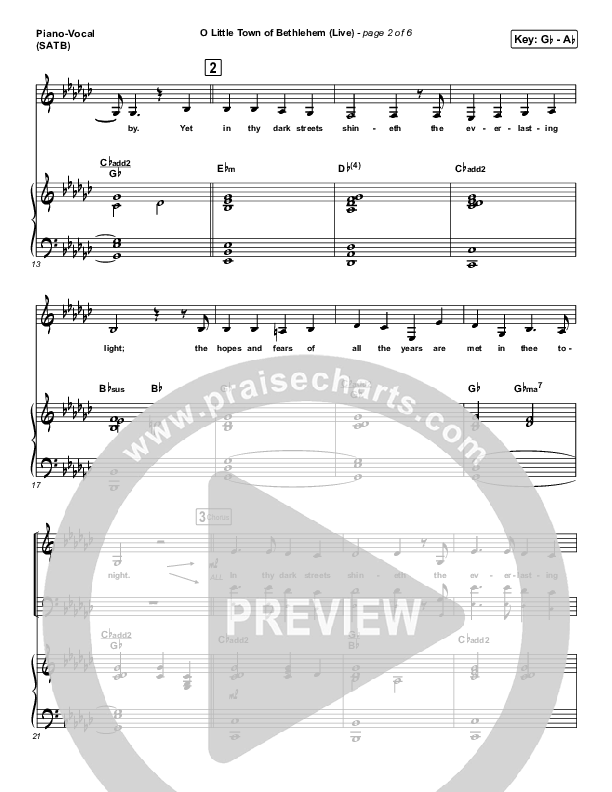 O Little Town Of Bethlehem (Live) Piano/Vocal Pack (Chris Tomlin)