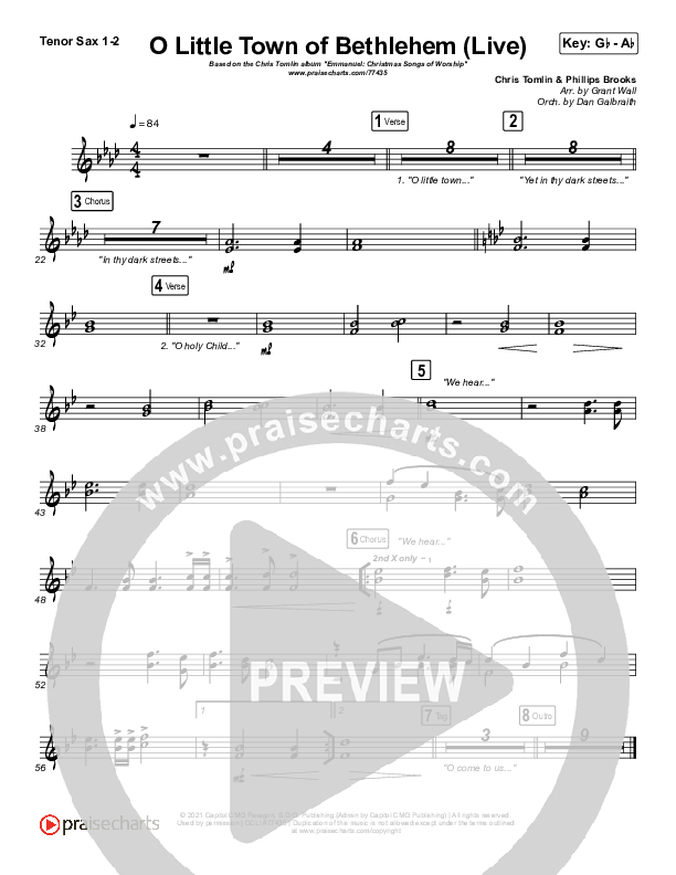 O Little Town Of Bethlehem (Live) Tenor Sax 1/2 (Chris Tomlin)