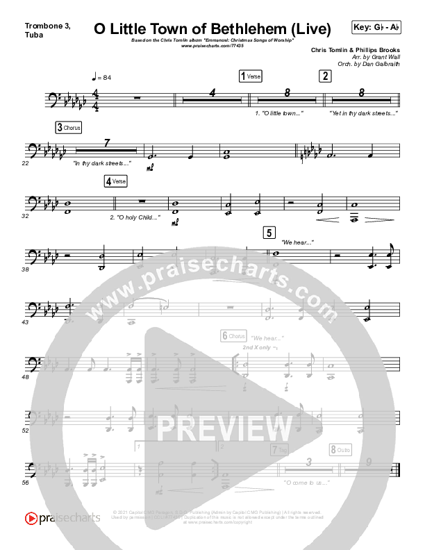 O Little Town Of Bethlehem (Live) Trombone 3/Tuba (Chris Tomlin)