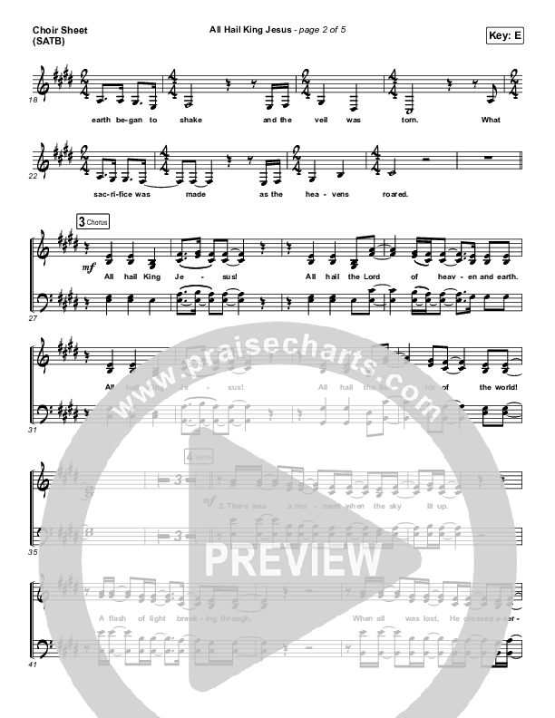 All Hail King Jesus (Live) Choir Sheet (SATB) (Bethel Music / Bethany Wohrle)