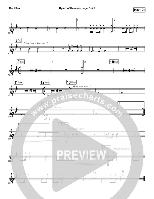 Hymn Of Heaven (Live) Bari Sax (Bethel Music / Brian Johnson / Zahriya Zachary)