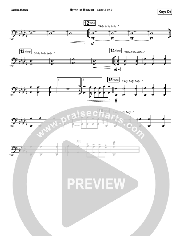 Hymn Of Heaven (Live) Cello/Bass (Bethel Music / Brian Johnson / Zahriya Zachary)