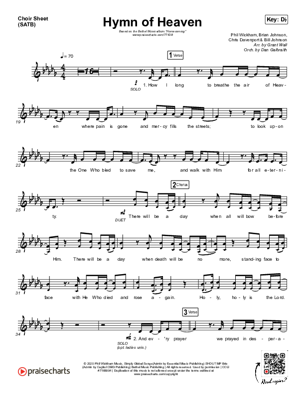 Hymn Of Heaven (Live) Choir Vocals (SATB) (Bethel Music / Brian Johnson / Zahriya Zachary)