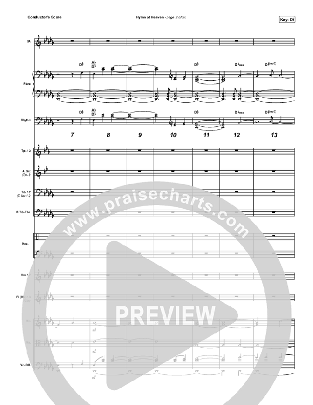 Hymn Of Heaven (Live) Conductor's Score (Bethel Music / Brian Johnson / Zahriya Zachary)