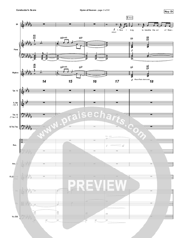 Hymn Of Heaven (Live) Conductor's Score (Bethel Music / Brian Johnson / Zahriya Zachary)