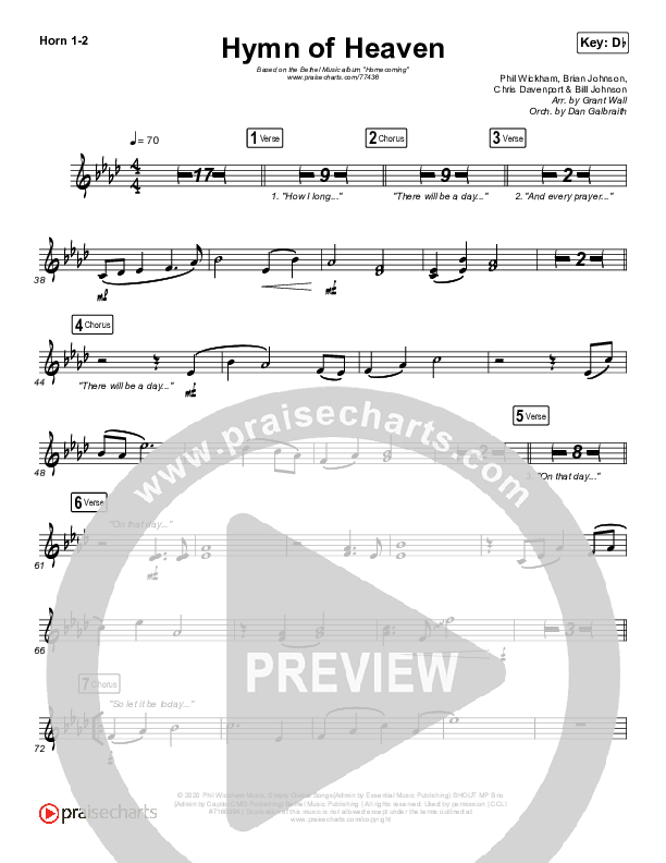 Hymn Of Heaven (Live) Brass Pack (Bethel Music / Brian Johnson / Zahriya Zachary)