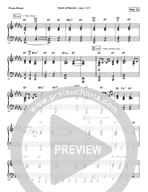 Hymn Of Heaven (Live) Piano Sheet (Bethel Music / Brian Johnson / Zahriya Zachary)