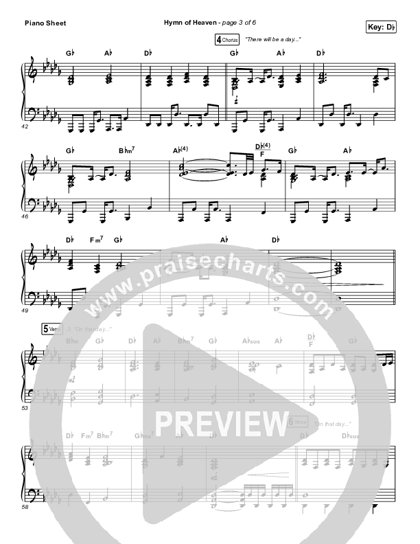 Hymn Of Heaven (Live) Piano Sheet (Bethel Music / Brian Johnson / Zahriya Zachary)
