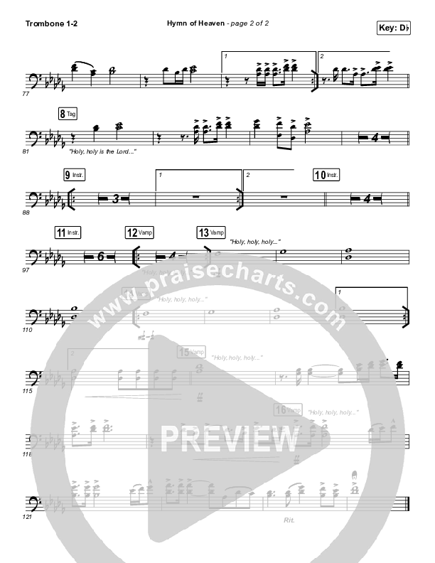 Hymn Of Heaven (Live) Trombone 1/2 (Bethel Music / Brian Johnson / Zahriya Zachary)