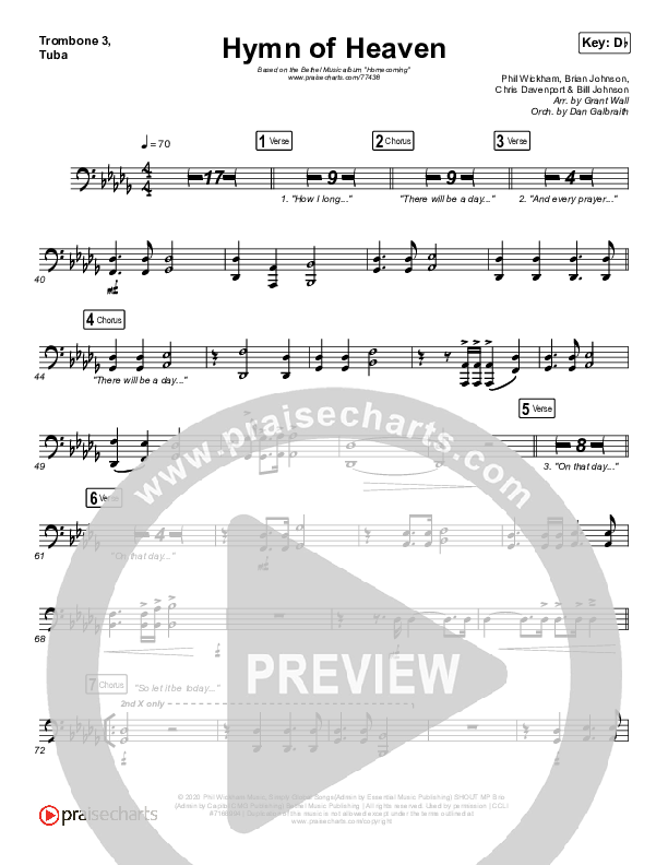 Hymn Of Heaven (Live) Trombone 3/Tuba (Bethel Music / Brian Johnson / Zahriya Zachary)